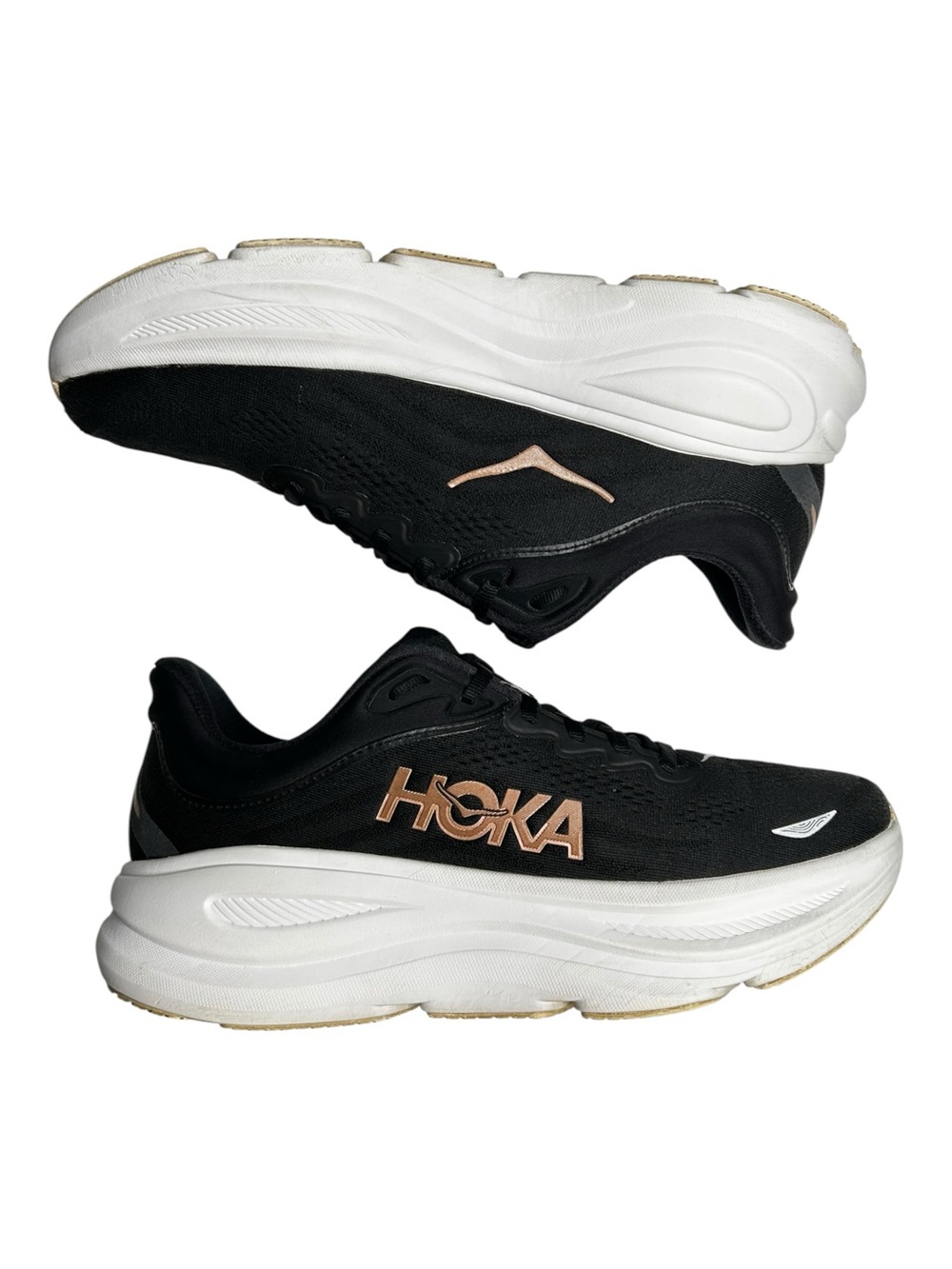 Hoka One One W Bondi 9 Running Shoes Black Rose Gold Womens Size 9.5 B - Picture 8 of 10